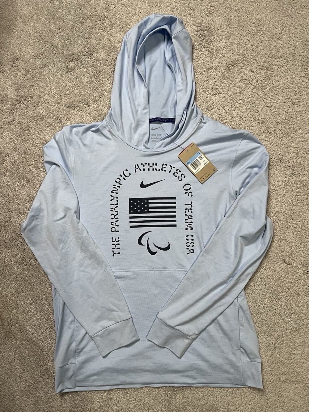 Nike Dri-Fit Team USA Paralympic Long Sleeve Hoodie Mens Medium FZ3169-477 Blue